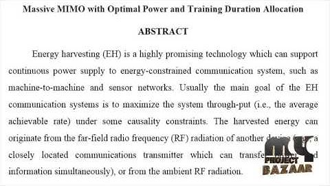 Massive MIMO With Optimal Power and Training Duration Allocation | Final Year Projects 2016