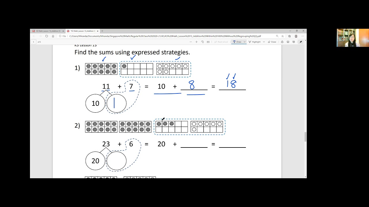 K3 Math Lesson 13 Addition Within 100 Without Regrouping 2 HW Video ...