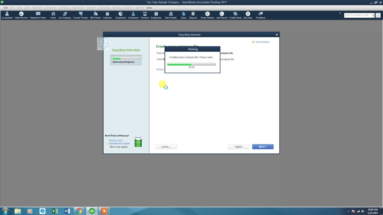 Beginning Quickbooks Tutorial Setting up your company Series 1 Vid 1