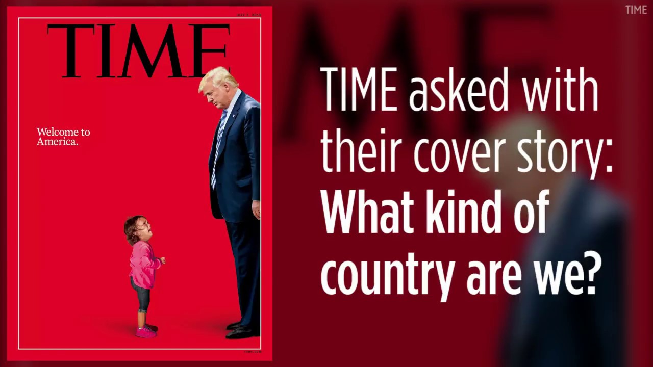 newspaper mockup TIME cover features crying immigrant girl, Trump