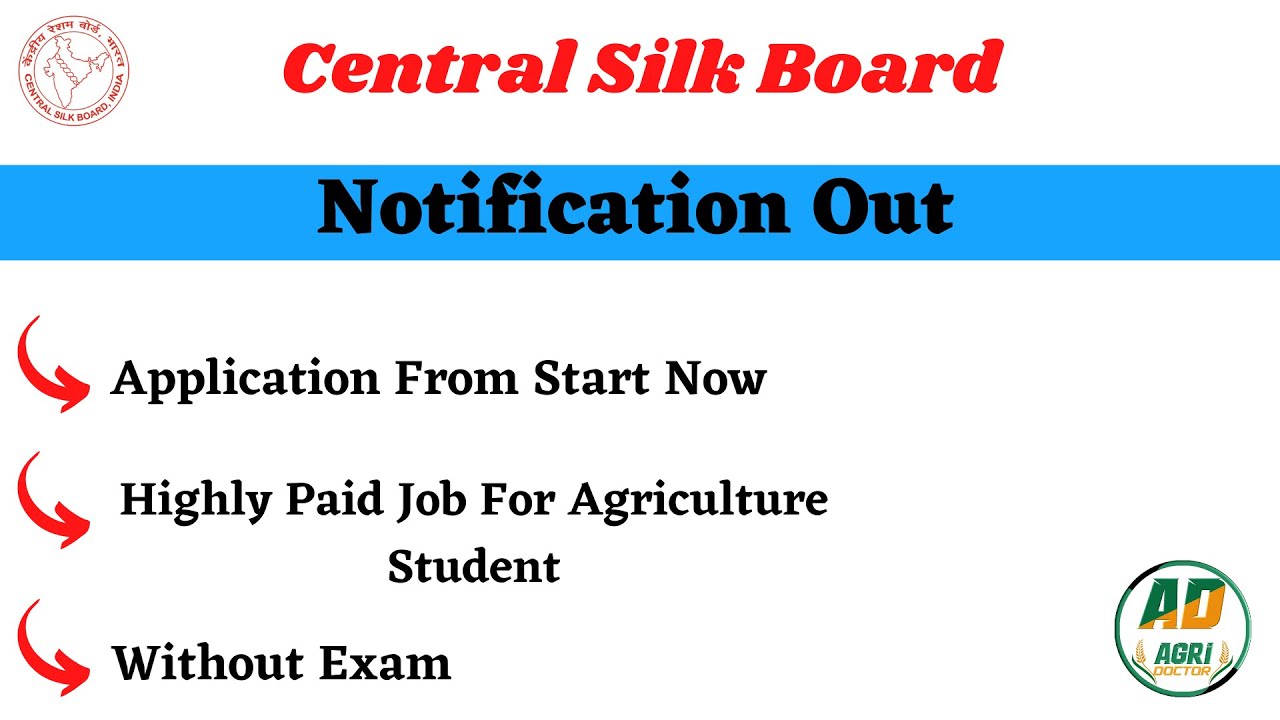 Cental Silk Board Scientist B Recruitment 2022 | Pre Cocoon Sector With High Pay Scale | ICAR SRF