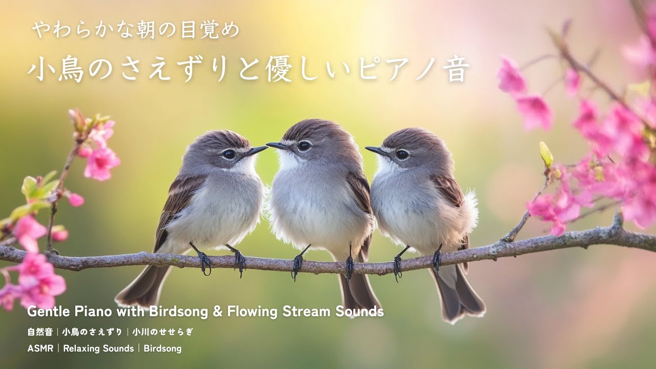 🌿😊【小鳥のさえずりと優しいピアノ音｜ASMR】癒し音楽：Gentle Piano