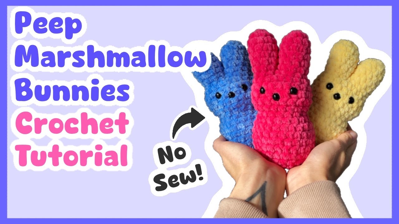 Quick and Easy Crochet Peep Bunny Tutorial 🐰 No Sew Easter Amigurumi Pattern 💖