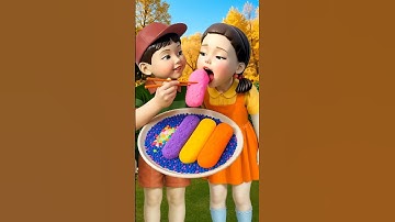 Squid Game AI Mukbang Dessert Colorful Candy Snack ASMR #squidgame #squidgame2 #ai #asmr