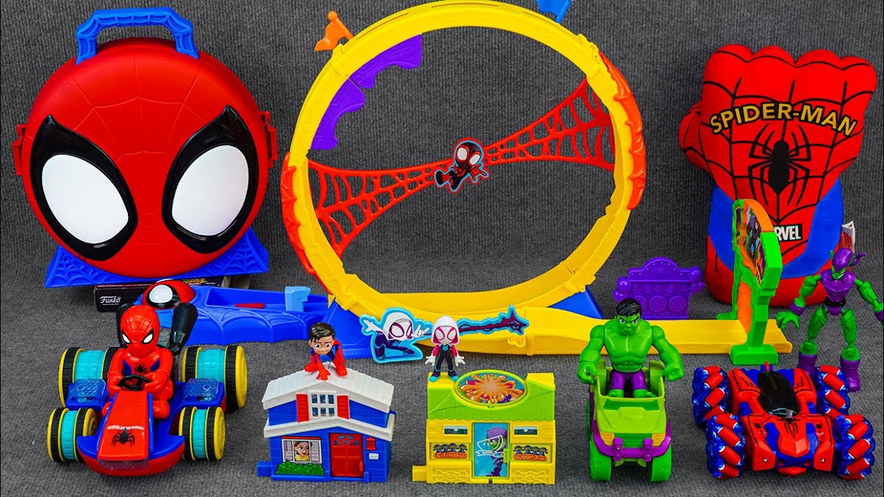 Marvel Spiderman Toys Unboxing Review | Action Launch Carry Case | Amazing Metals Super Loop Track