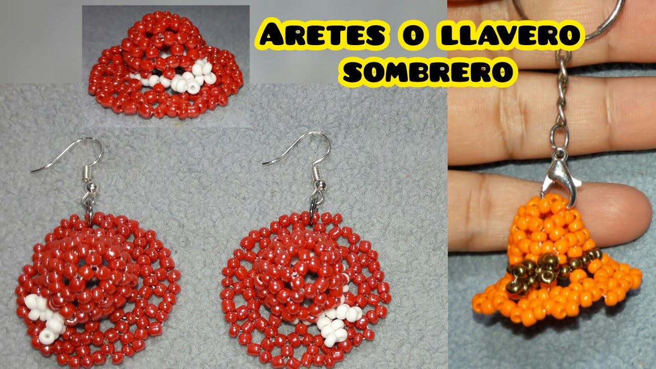 Aretes  de sombrerito, bisutería fácil. Utilizalo tambien como llavero