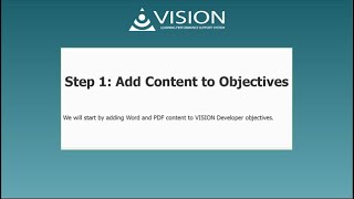 Step 1: Add Content to Objectives Profile