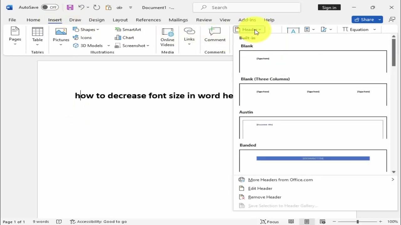 how-to-decrease-font-size-in-word-header-365-youtube
