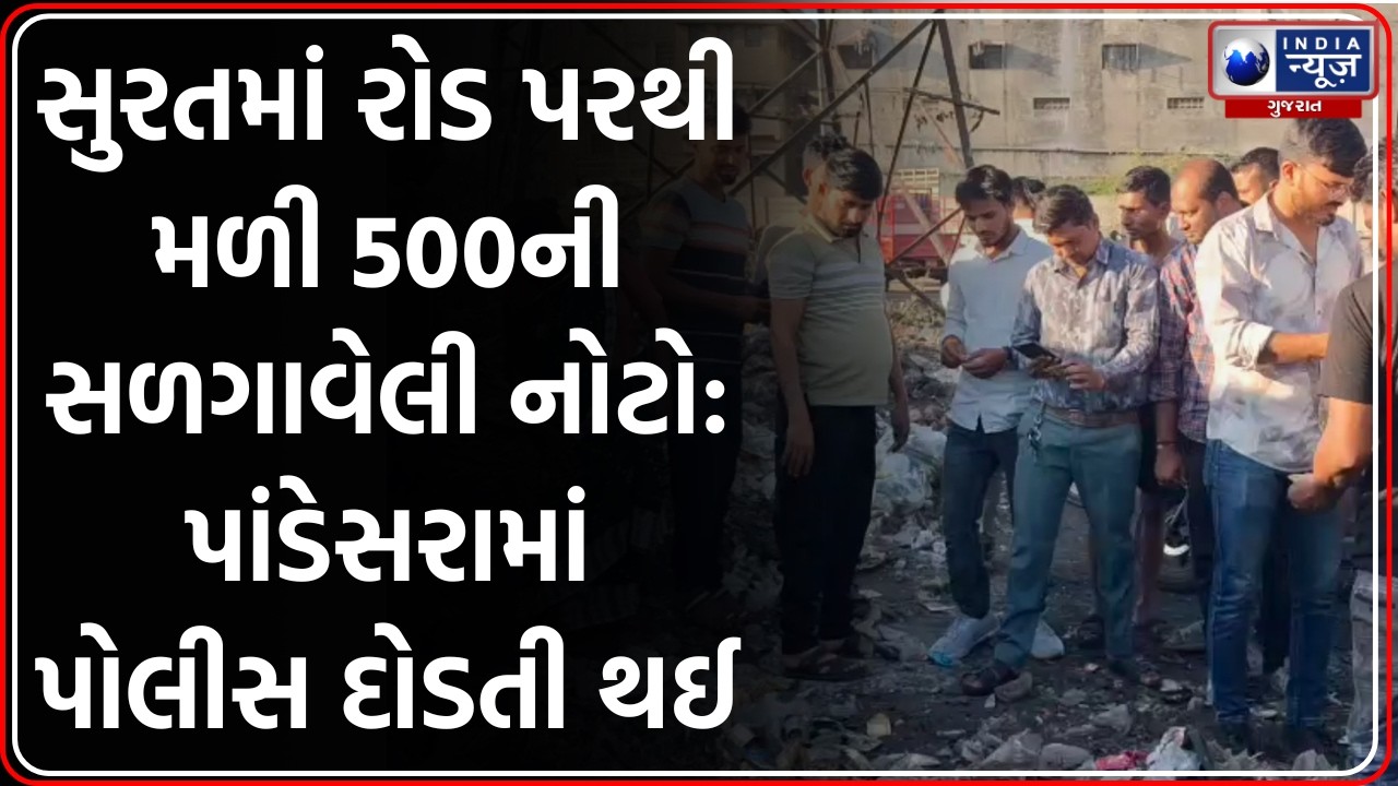Surat: રોડ પરથી મળી 500 ની સળગાવેલી નોટો, Pandeyasra માં પોલીસ તપાસ તેજ
