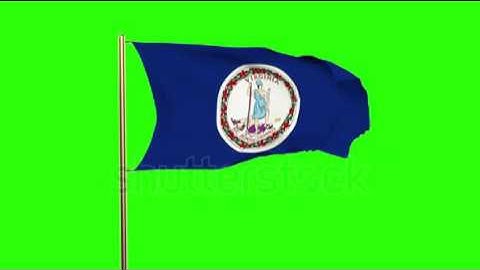 virginia flag waving in the wind. Green screen, alpha matte. Loopable animation Stock video by