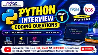 Python Interview Questions | 3 Real Coding Questions from Infosys & TCS | Episode 1