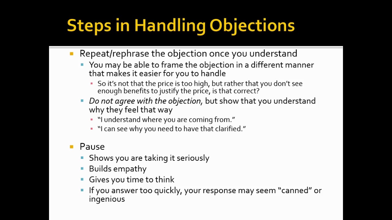 Handling Objections - YouTube