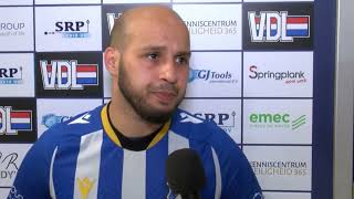 Zakaria Amrani (FC Eindhoven) na winst 1e halve finale Play-Offs tegen Tigers Roermond