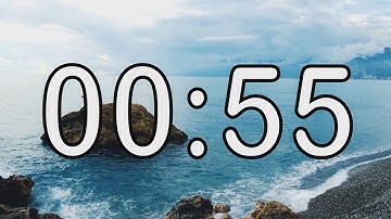 55 second timer with Calm and Soft Music and sea wave cinematic background