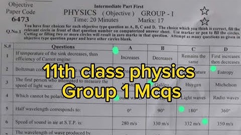 solved Mcqs 11th physics group 1 paper 2024 1st year physics fsd paper 2024