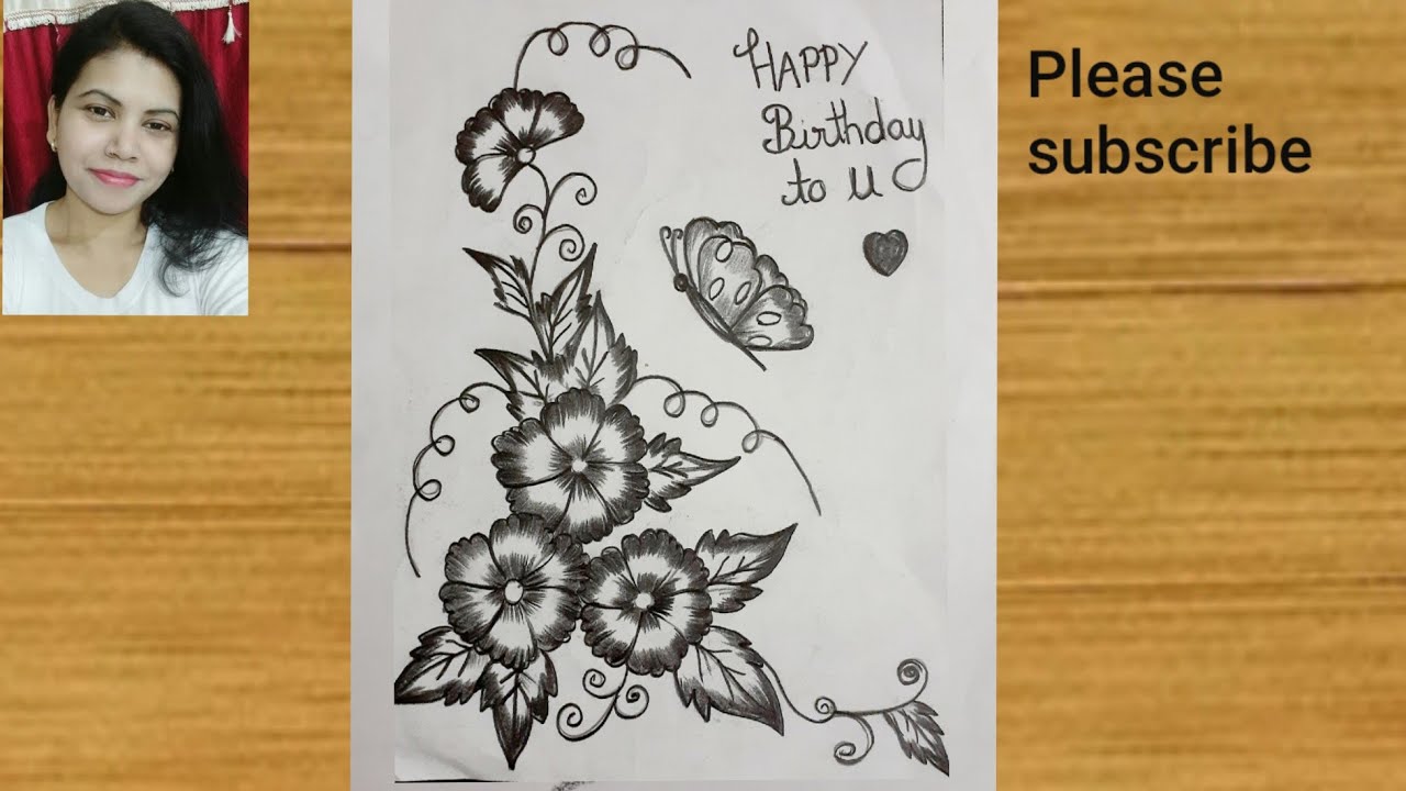 Birthday greeting design  how to draw beautiful design pencil sketch step  by step very easy  YouTube