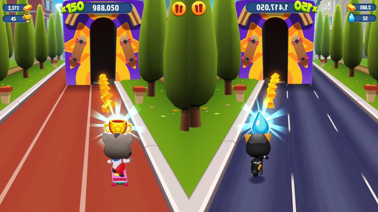 Talking Tom Gold Run New Update - Champion Hank vs Super Ginger vs Skateboard World