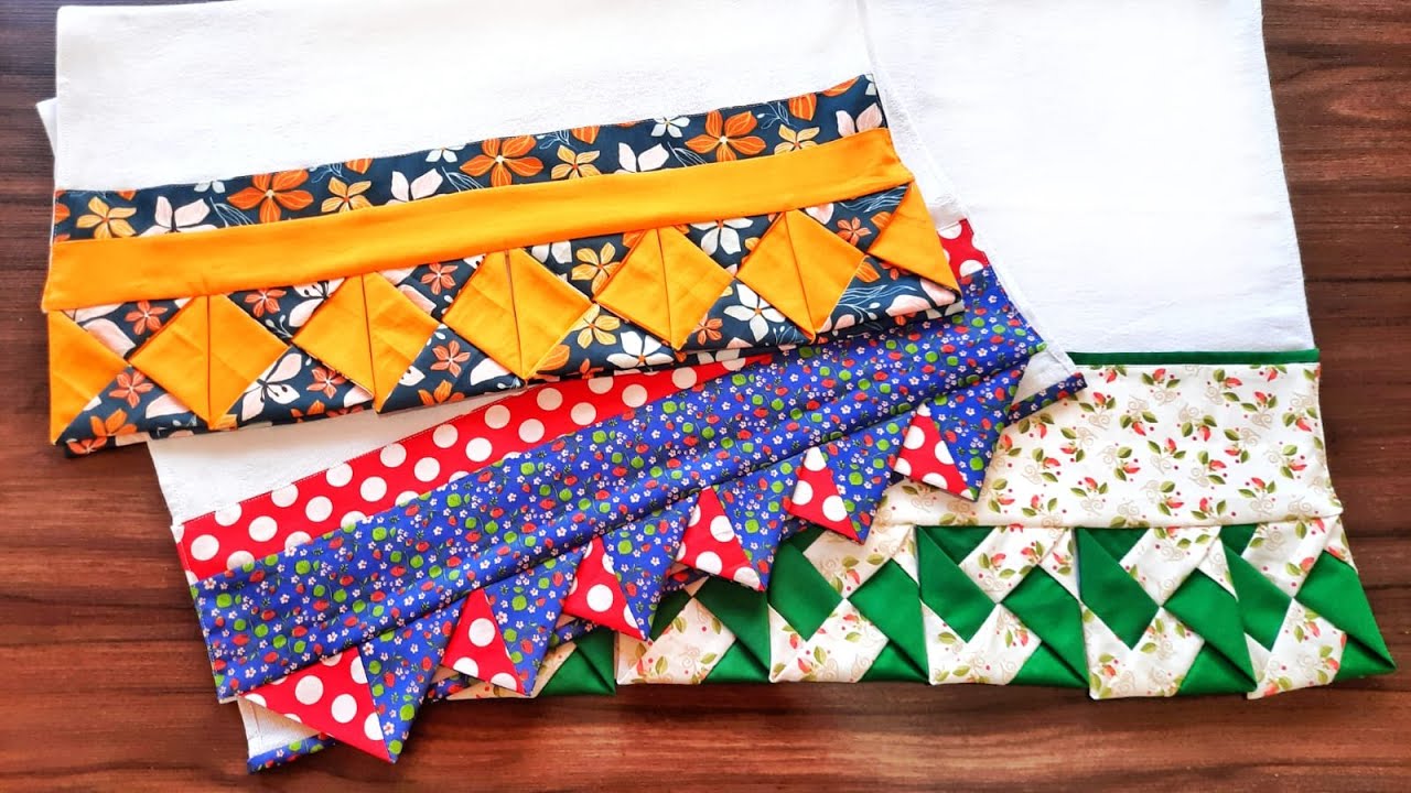 Aprenda 3 modelos de BARRADOS DE PANO DE PRATO COM FAIXAS. LINDOS DEMAIS!!!