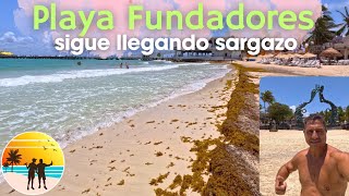 We continue with the arrival of sargassum iPlaya del Carmen, Playa Fundadores walk along the fifth