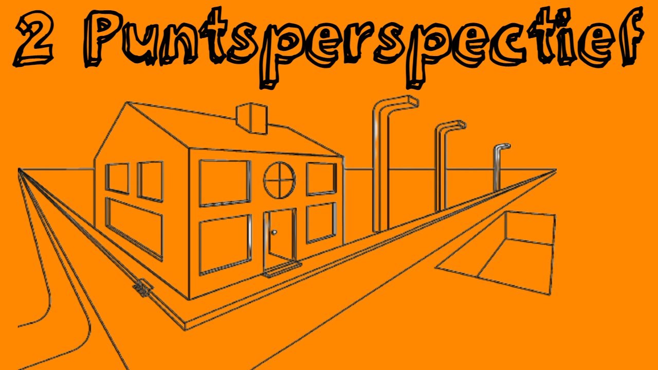 Huis tekenen in het 2 puntsperspectief