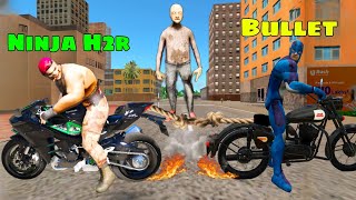 Dangerous Villain New Ninja Bike Vs Rope Hero Royal Enfield Bullet Bike Race in Gta V | Rope Hero