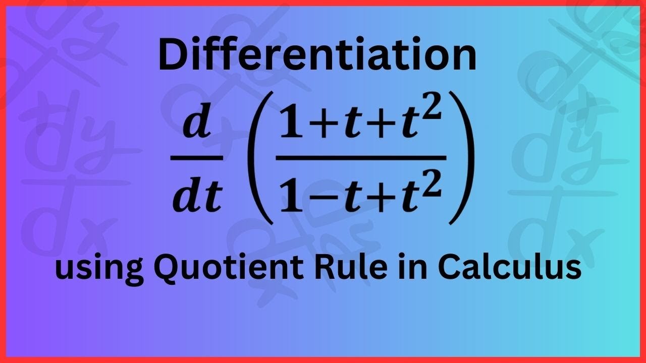 7.differentiate (𝟏+𝒕+𝒕^𝟐)/(𝟏−𝒕+𝒕^𝟐) | Quotient Rule | HSC HigherMath ...