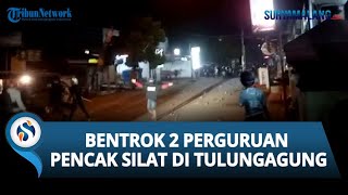 Ribuan Massa Dari 2 Perguruan Pencak Silat Bentrok di Depan Polsek Bandung Tulungagung