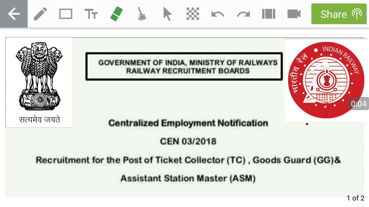 RAILWAY RELEASED ASM, GOODS GUARD,TC/CC NITIFICATION DATE 2018.