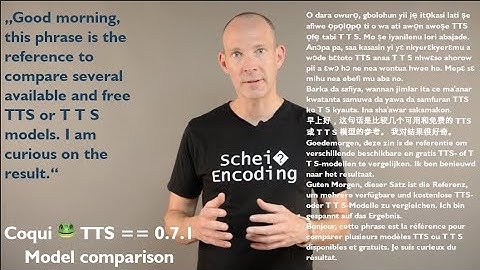 Coqui TTS Audio samples of all models (Version 0.7.1)