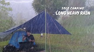 HIT BY HEAVY RAIN WHILE SETTING UP THE TENT • SOLO CAMPING IN LONG SUPER HEAVY RAIN • ASMR