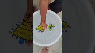 Wow 😮😳 Amazing creativity Cristmus 🌲🌲 face facts drawing float 🛟 on water 💦💦 #shorts #art