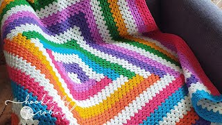 Crochet Log Cabin Granny Square Blanket