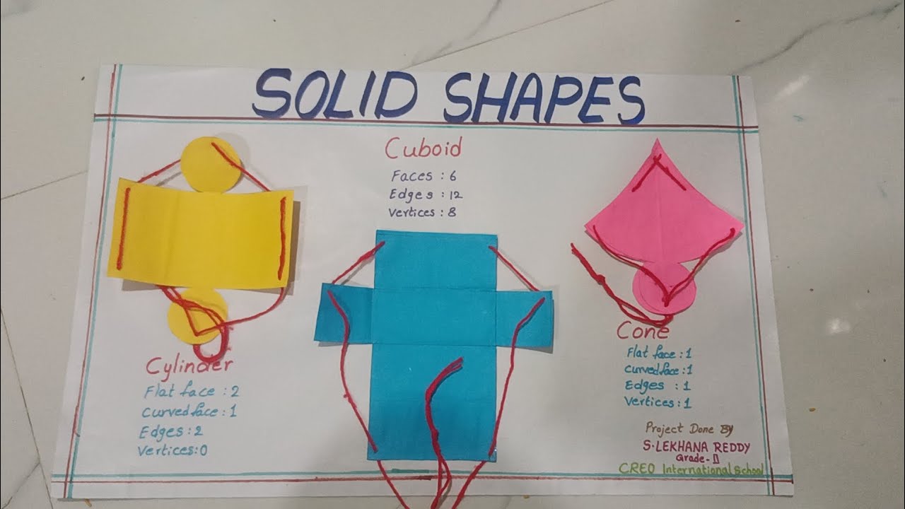 Solid Shapes or 3D Shapes Maths Project || SA 1 Maths Project working ...