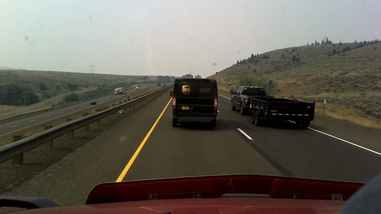 UPS brake checking semi truck i84 Oregon USA YouTube