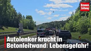 Autolenker kracht in Betonleitwand | krone.tv NEWS
