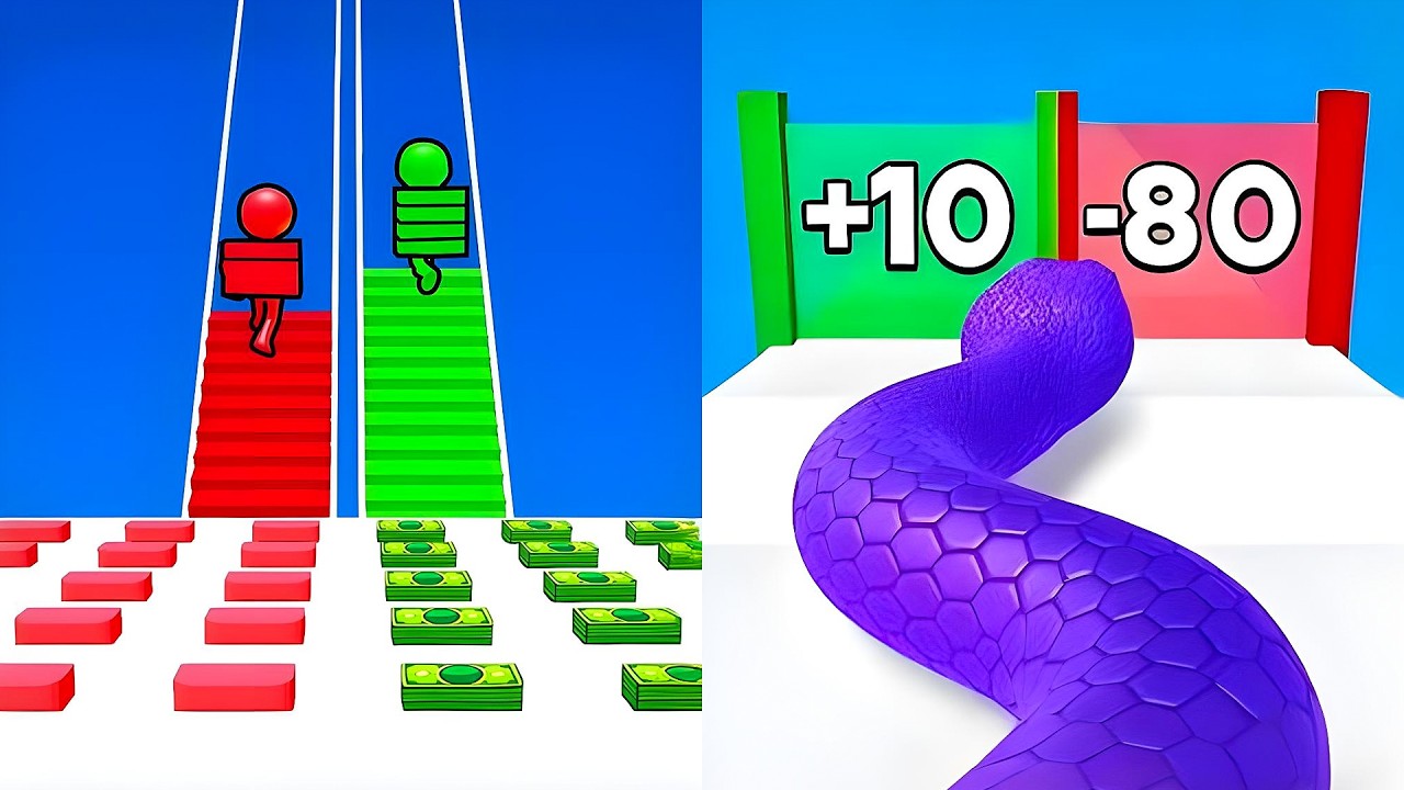 Snake Run Race vs Bridge Race 💥 EPIC SpeedRun Challenge - All Levels Unlocked (Android,iOS)