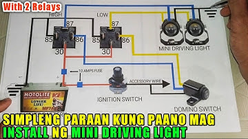 SIMPLENG PARAAN KUNG PAANO MAG INSTALL NG MINI DRIVING LIGHT GAMIT DALAWANG RELAYN ( DIAGRAM )