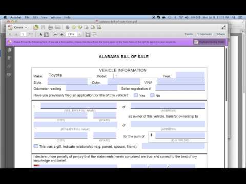 Alabama Car Bill Of Sale Example