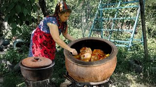 Kənddə Saxsı Qabda Quzu Qabırğası Bişirdik