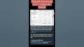 Magadh University SEM-I (2023-27) Result Published