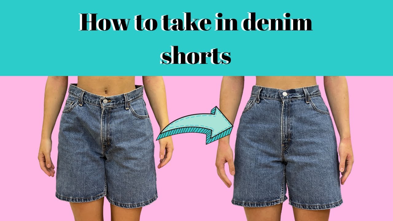 How to take in denim shorts on the waist | step by step tutorial - YouTube