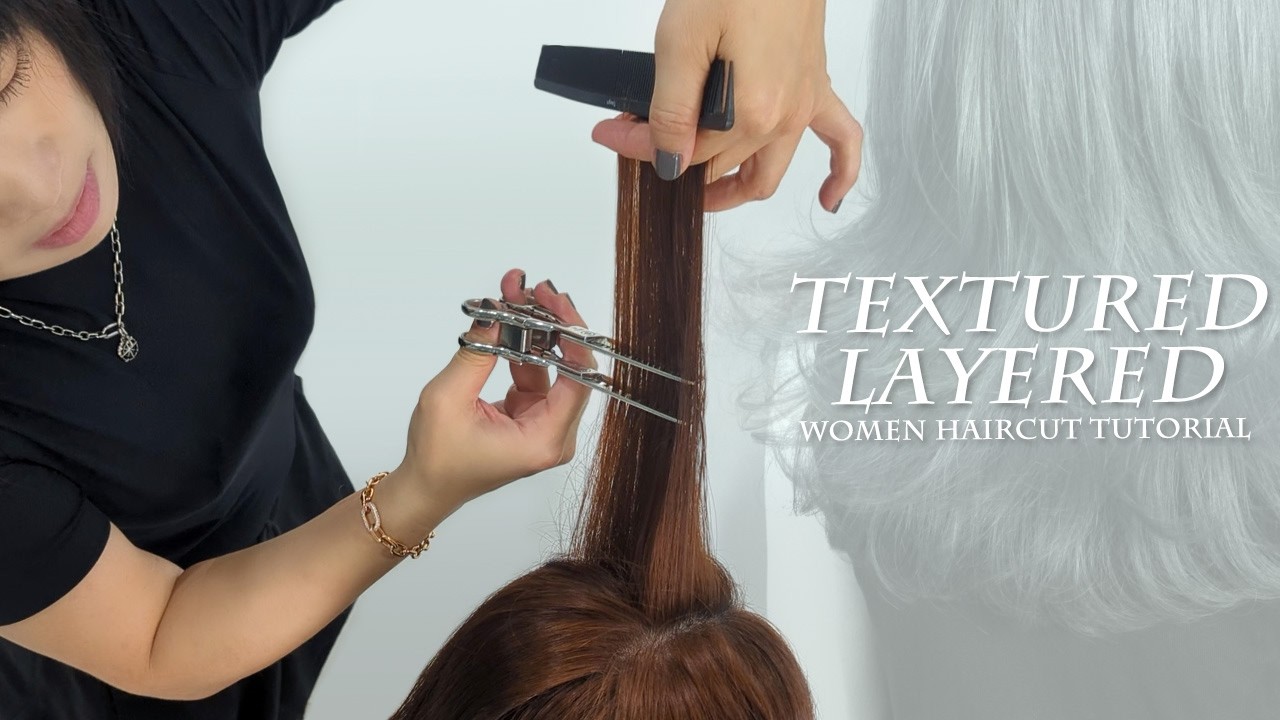 How to Cut Airy Wavy Long Textured Layers with Bangs｜Vern Hairstyles 116