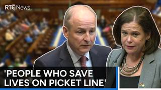 Ambulance staff strike sees heated Dáil debate | RTÉ News Ambulance staff strike sees heated Dáil debate | RTÉ News