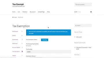 WooCommerce Tax Exempt Plugin