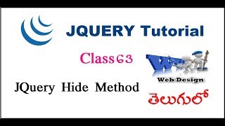 JQuery hide Method in Telugu  | VLR  Training Class 63