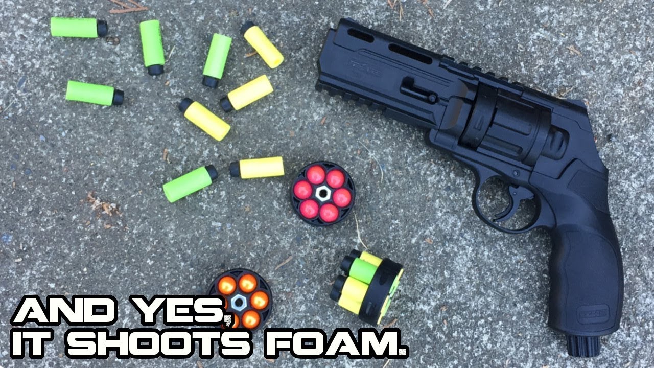 Umarex T4e Tr50 C02 Paintball Revolver Review Shoot Foam Darts Hard Walcom S7 Youtube