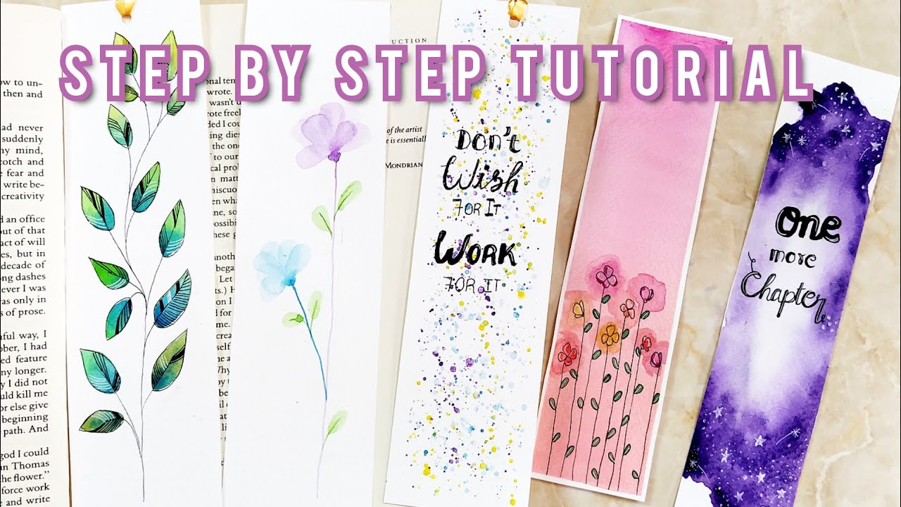 5 EASY DIY WATERCOLOR bookmarks that anyone can do | step by step ...