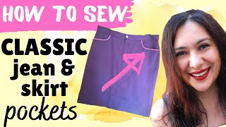 How to sew PRETTY denim skirt pockets. Danube Skirt (Itch to Stitch).