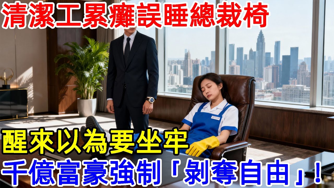 清潔工累癱誤睡總裁椅，醒來以為要坐牢，卻被千億富豪強制“剝奪自由”！#故事頻道 #故事分享 #情感#臺灣#情感故事#幸福人生