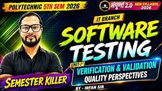 SOFTWARE TESTING | UNIT 1| L-1 Verification & validation Quality Perspectives | Polytechnic 5thsem